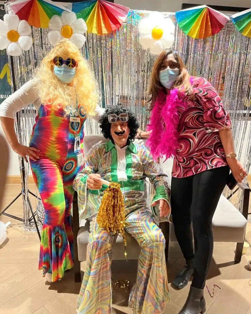 baby boomers in aged care dressed up for disco