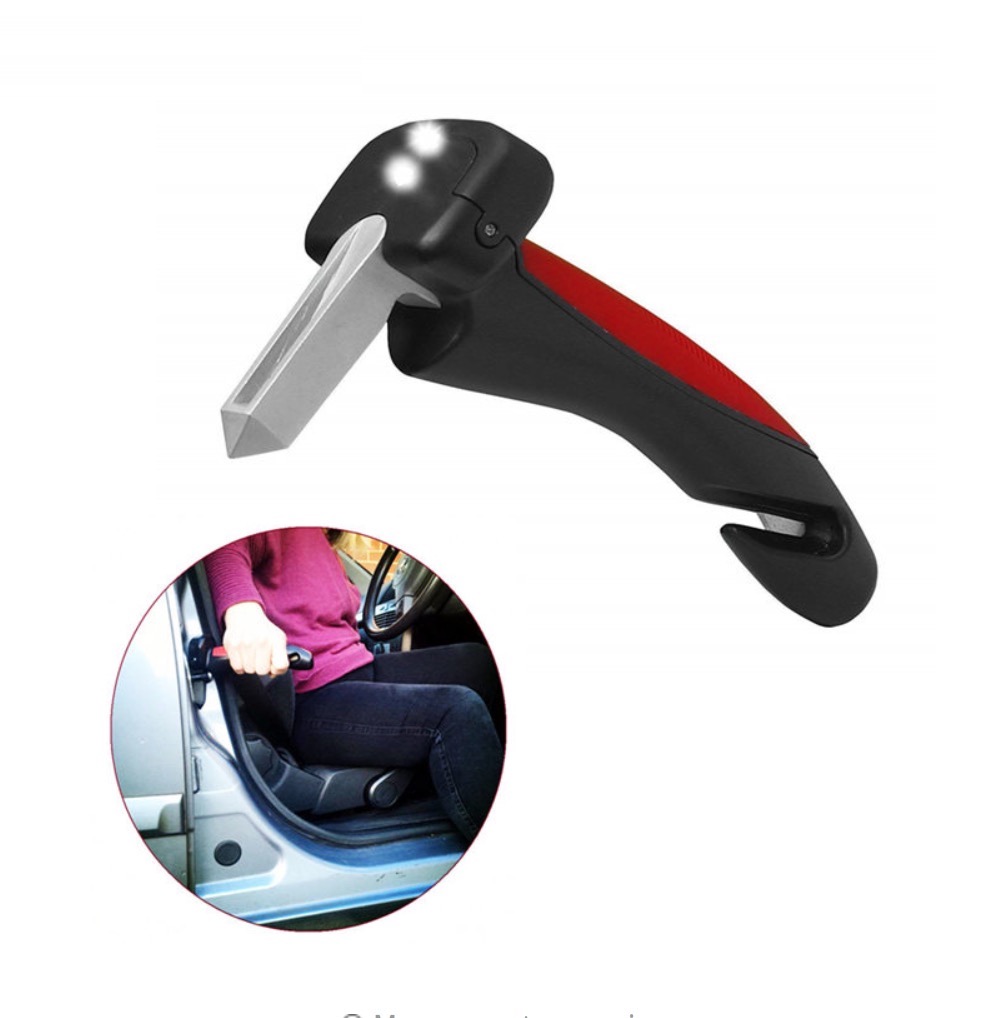 ASUMAN Portable Car Handle Car Cane Grab Bar Mobility Elderly Standing Aid Cane Auto Glass Breaker with Built in Torch 